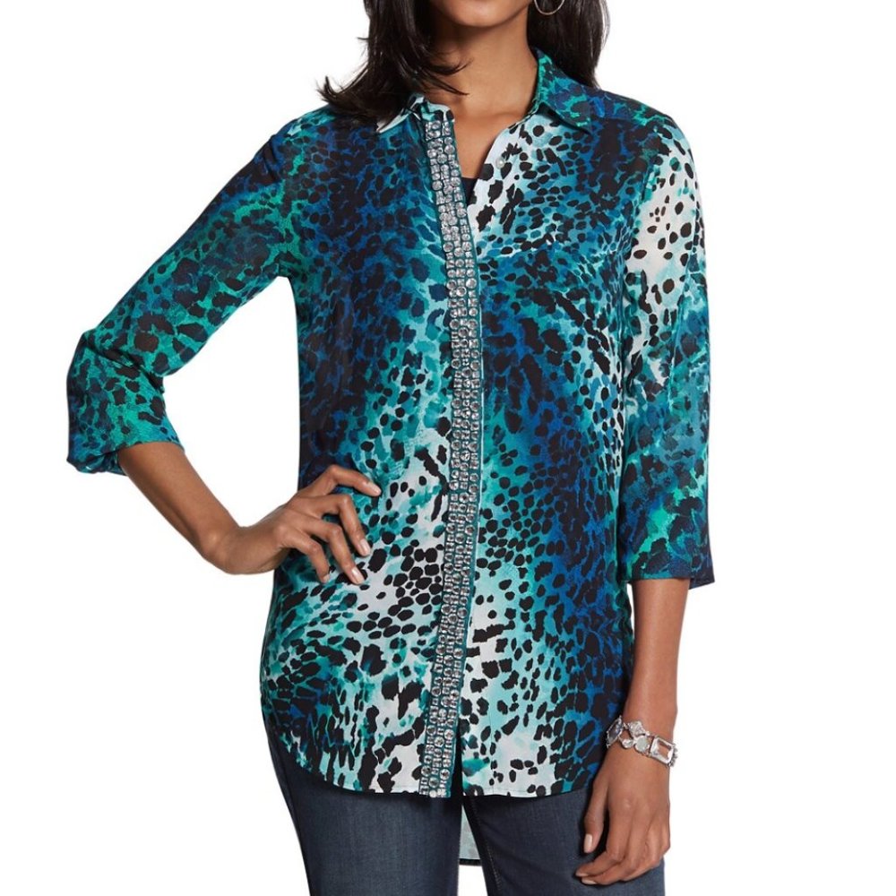 Chico's Watercolor Spots Summer Shirt